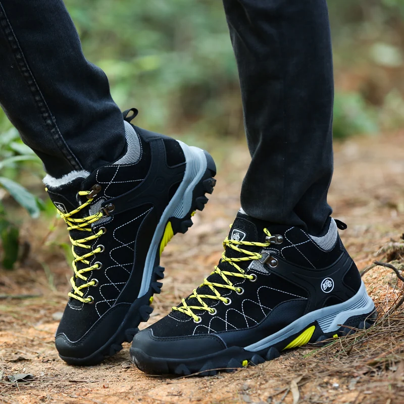 

New Men Boots Winter With Fur 2020 Warm Snow Boots Men Winter Boots Work Shoes Men Footwear Fashion Rubber Ankle Shoes 39-45