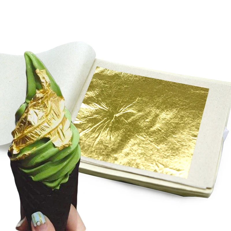 

9.33cm Edible Leaf Sheets Multipurpose 24 Karat Yellow Gold Leaves for Food and Cake Decoration Art Crafts Gilding DIY