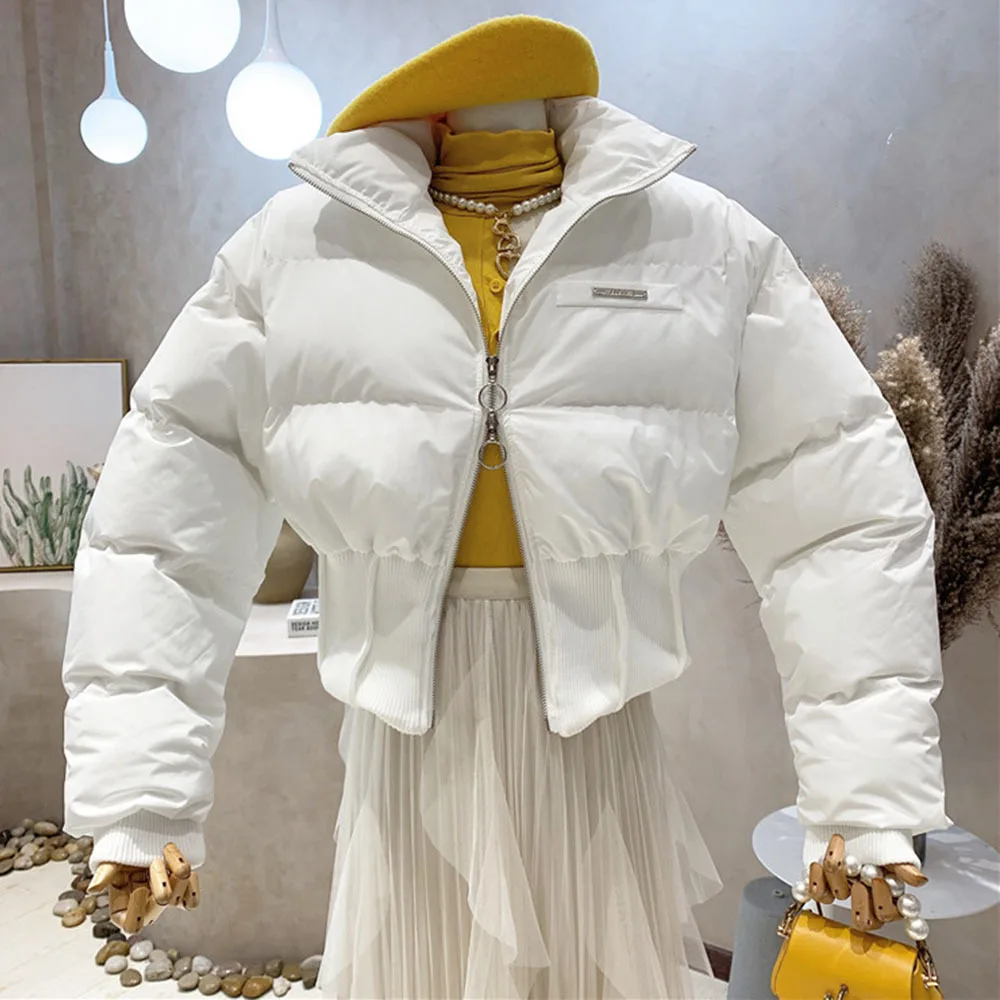 

New Thick Warm Womens Winter Jackets High Waist Short Parkas 2021 Turtleneck Bread Clothing Korean Style Female Loose Overcoat