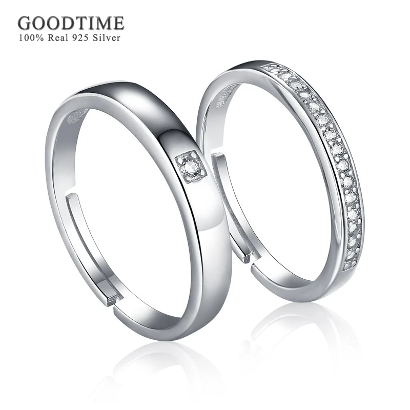 

Noble New Wedding Couple Rings 100% Real 925 Sterling Silver Zircon Ring Jewelry Gift For Woman Man Lover Anniversary Day