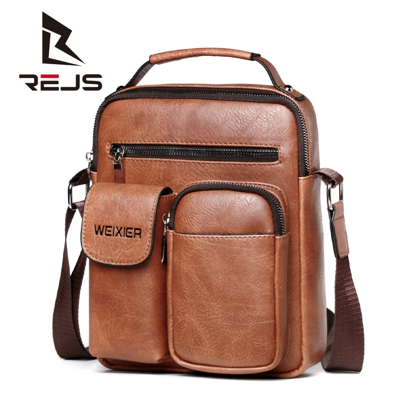 

REJS LANGT Men's Shoulder Bag Fit 9.7 Inch Ipad Pu Leather Crossbody Bag for Male Retro Handbag Business Travel Messenger Bag