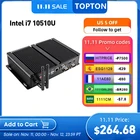 Промышленный безвентиляторный ПК Topton, Intel i7 10510U i5 8265U, 2 * DDR4 M.2 NVME + MSATA + 2,5 'SATA 2 * COM HDMI VGA WiFi, прочный мини-компьютер