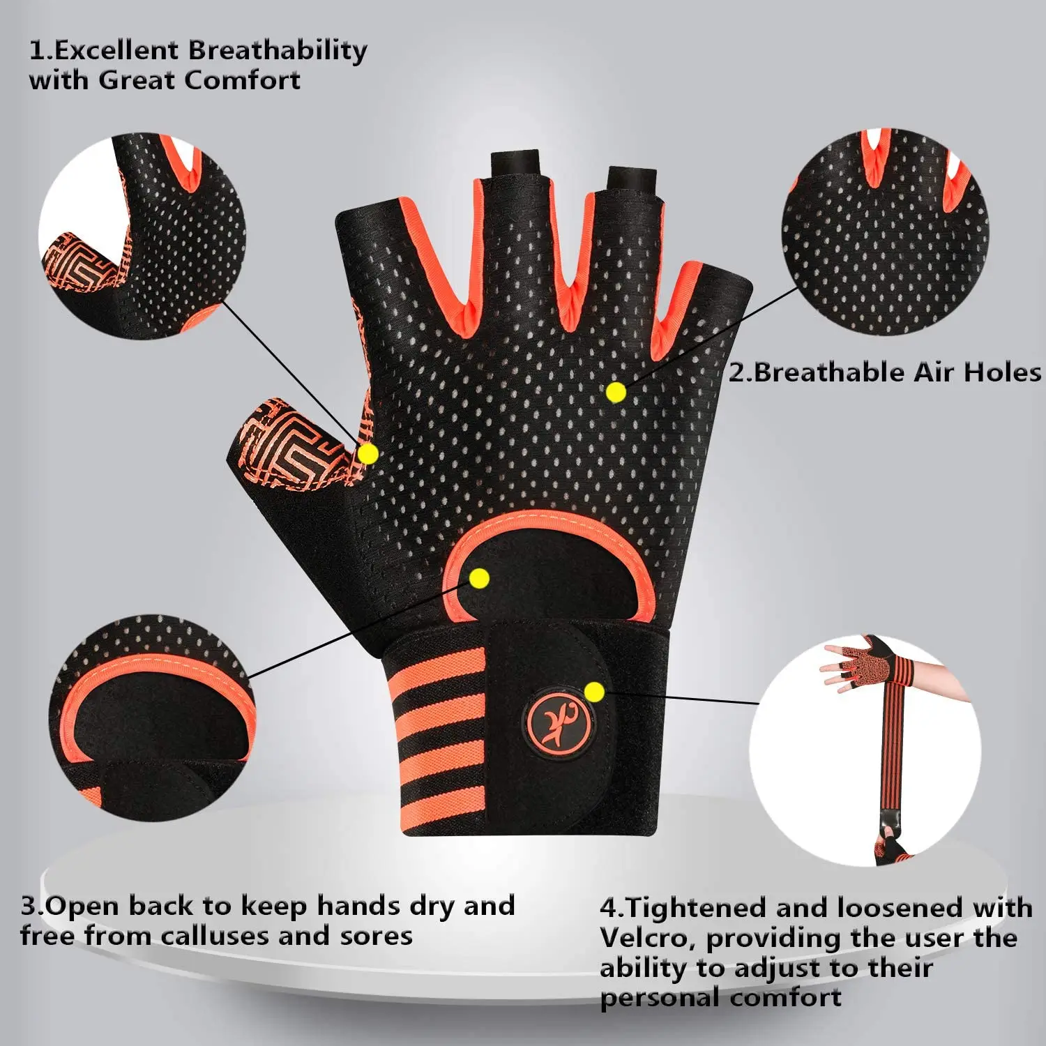 MOREOK Workout Gloves for Men Women, Weight Lifting Gloves Barehands Gloves Crossfit Gloves Ventilated Workout Gloves, Exercise