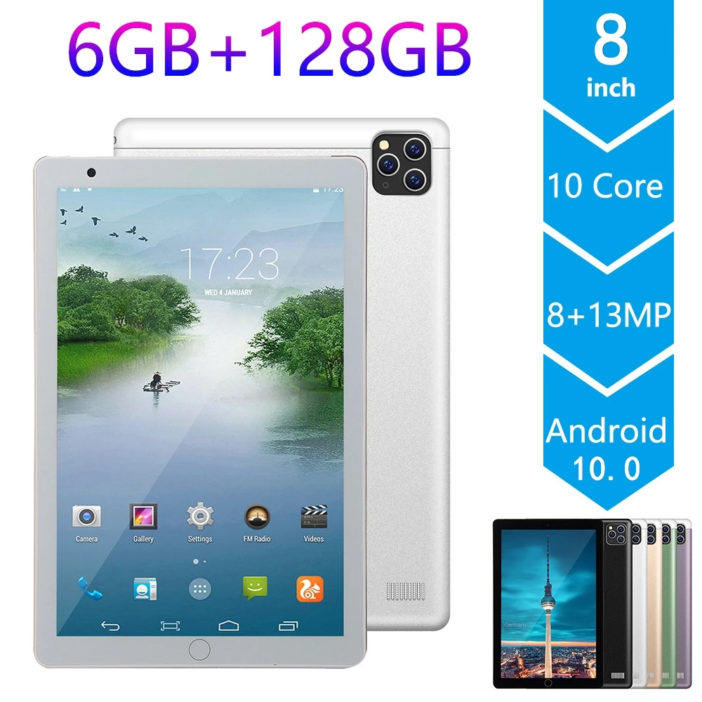 

2021 New 8 Inch Android 10.0 Tablet Pc 6+128GB 8+13MP Phone Call Tablets GPS WiFi Google Play 10 Core Tempered Glas