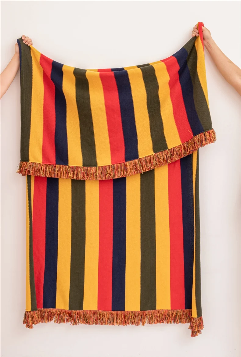 

Colorful Blanket Plaid on the Sofa Cotton Home Decorate Sofa Towel