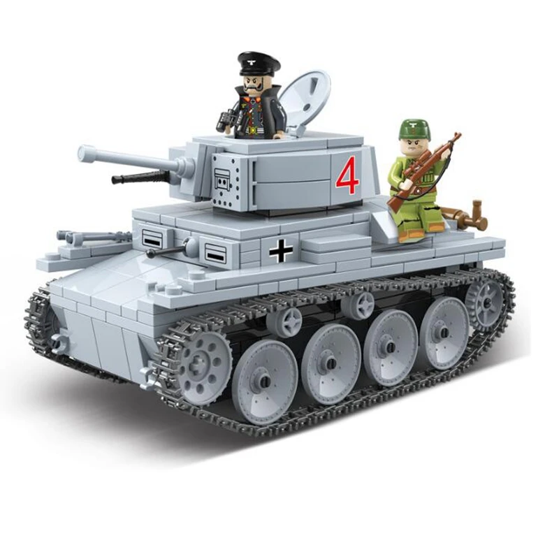 WW2 Военный танк воин LT 38 легкий костюм строительный блок игрушка военный оружие
