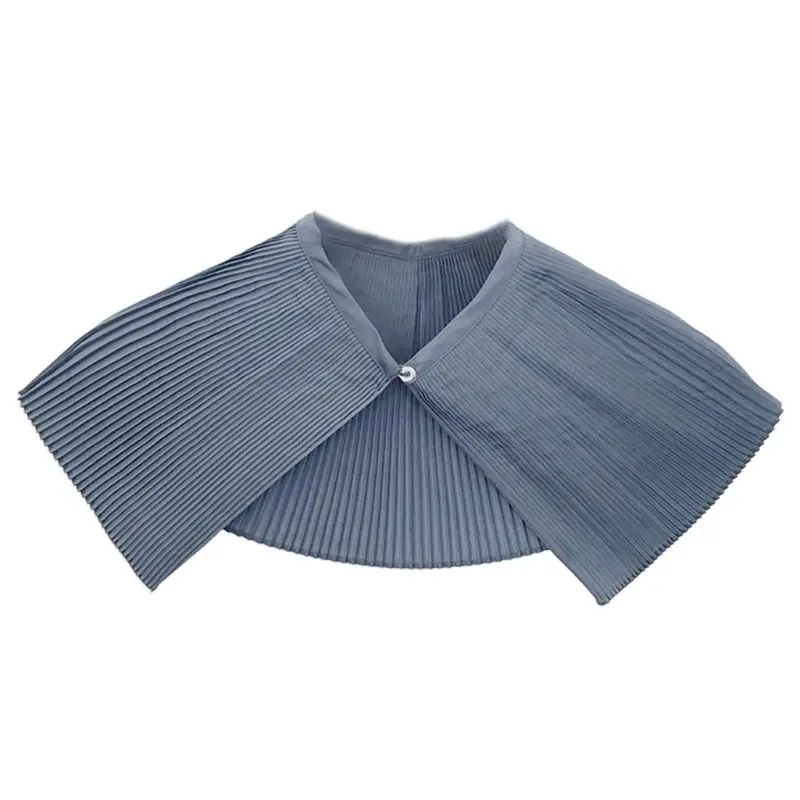 

Women Fan-Shaped Pleated False Collar Solid Color Decorative Blouse Shawl Cloak