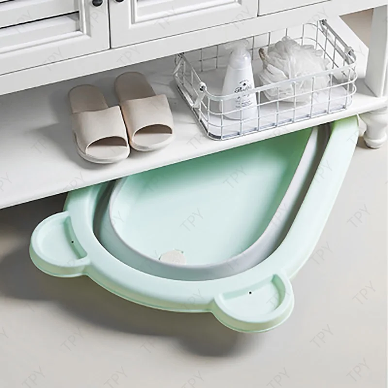 

Baby Foldable Bathtub with Support Baby Folding Bath Tub Anti-Slip Portable Shower Slot Storage Slot for Toddler Kids Infant