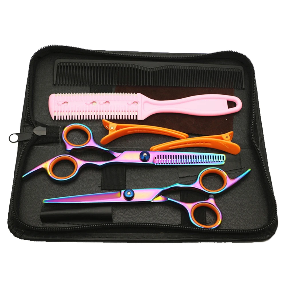 

7pcs/set Professional Hair Cutting Scissors Shears Thinning Comb Hairdressing Salon Barber Hair Styling Haircut Tool Accessories