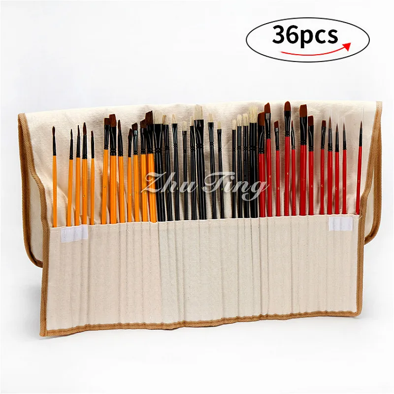 36 шт./набор кисти кисть холщовый мешок профессиональное Искусство Ручная роспись