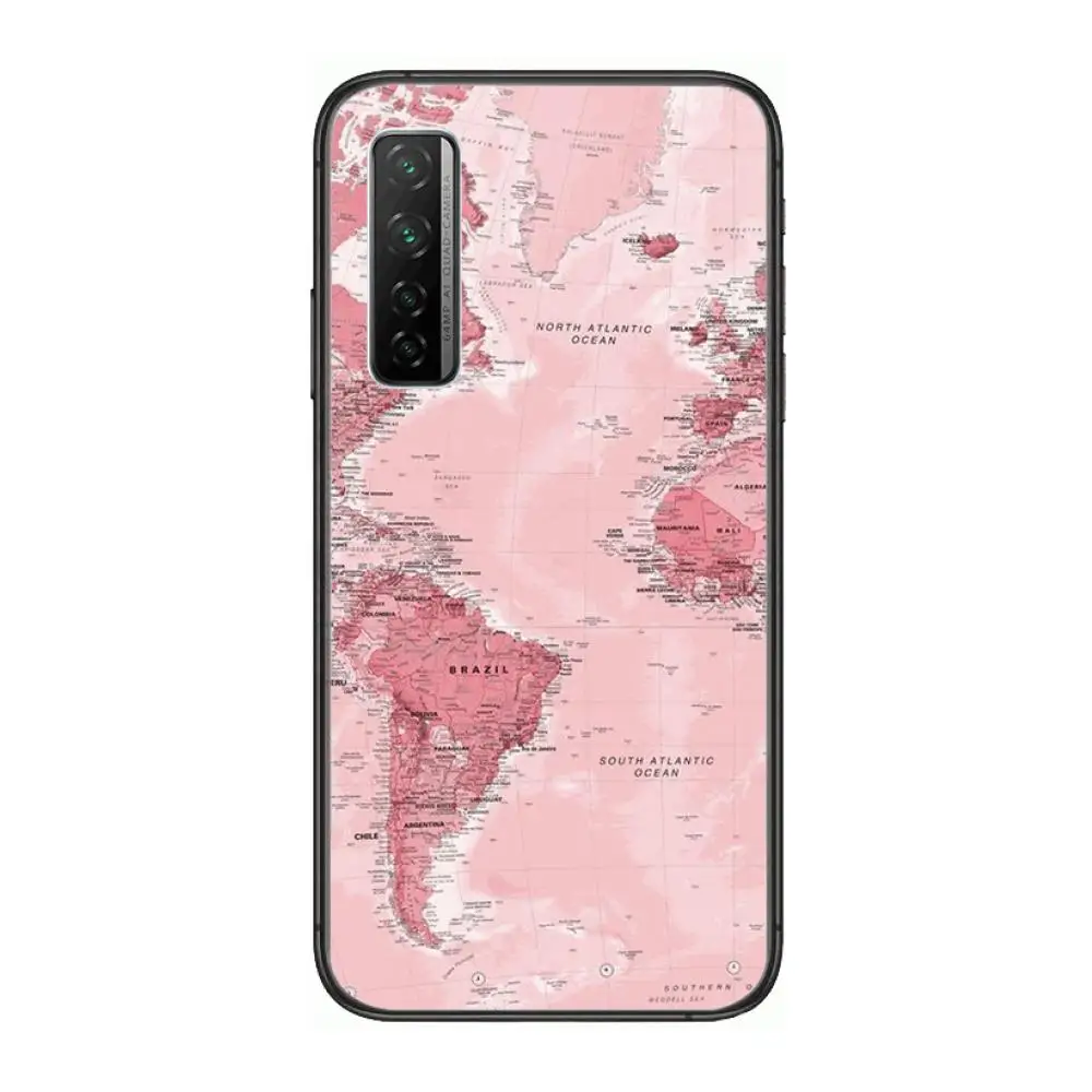 

Globe travel world map Phone Case For Huawei Nova 2 3 4 5 6 7 8 SE i E Pro Lite Black Etui Coque Painting Hoesjes comic fashion
