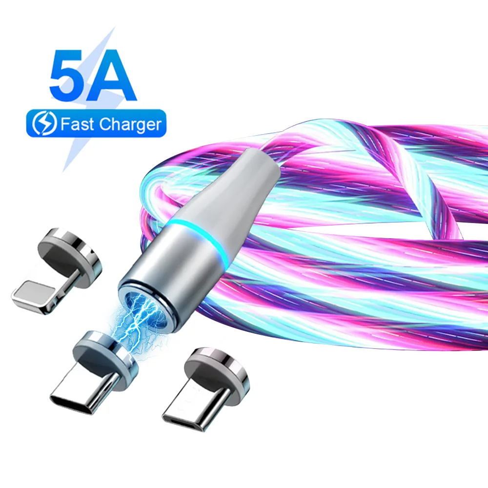 

Magnetic Suction Streaming Light Cable 360 Degree Rotatable For iPhone 11 12 ProMax Xiaomi 11 Huawei P40 Samsung S20 Phone Cable