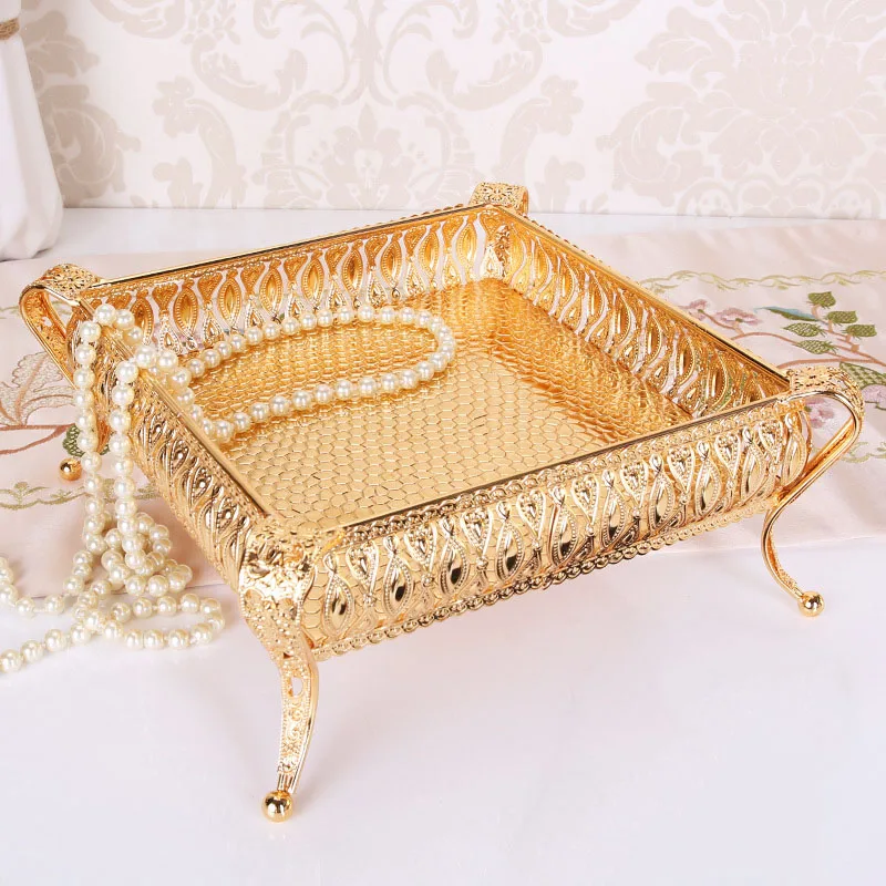 Небольшой поднос для фруктов золотые напитки креативная винтажная тарелка