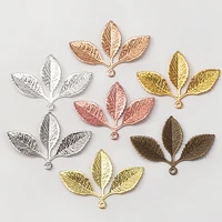 20pcs three leaf charms flower motif pendants hair hoop bracelet necklace charms accessories for jewelry making findings diy