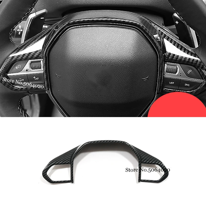 

ABS Carbon fiber For Peugeot 3008 GT 5008 2017-2020 accessories Car Steering Wheel Decoration Cover Trim Car Styling 1pcs