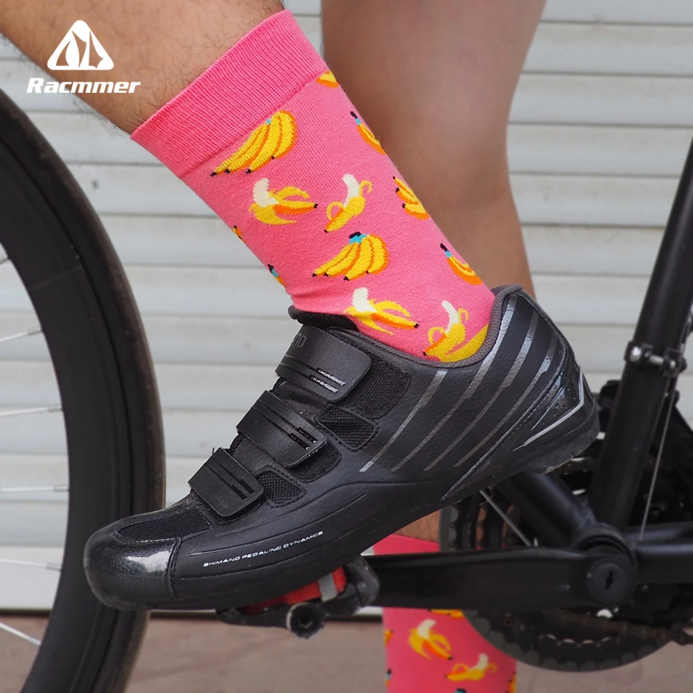 

Racmmer Banana Cycling Socks Men Women Road Bike Bicycle Sock Breathable Wicking Outdoor Cotton Sock Bicycle Accessories 3 Pairs
