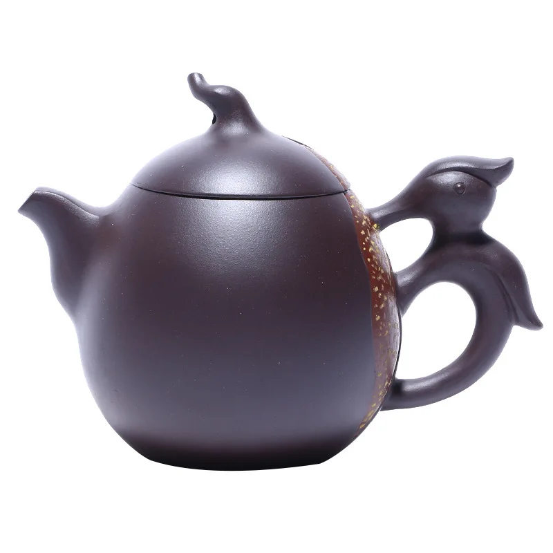 

Yixing purple clay teapot master hand made raw ore purple clay sand teapot woodpecker teapot