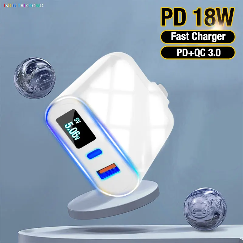 

Зарядное устройство для IPhone 12 11 Pro Max Mini X 8, устройство для быстрой зарядки с USB Type-C, адаптер для Xiaomi, Samsung, планшетов, Huawei, светодиодный дисплей