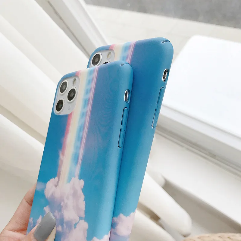 

Rainbow Cloud scenery Phone Cover For iPhone XR X 11 Pro XS MAX 6 6S 7 8 Plus SE2020 Case Hard PC Back Cover Capa Fundas