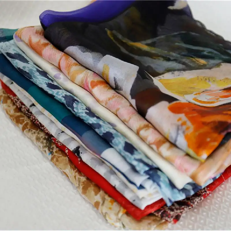 100% шелк тутового шелкопряда шифоновая ткань легкое дышащее крутое платье