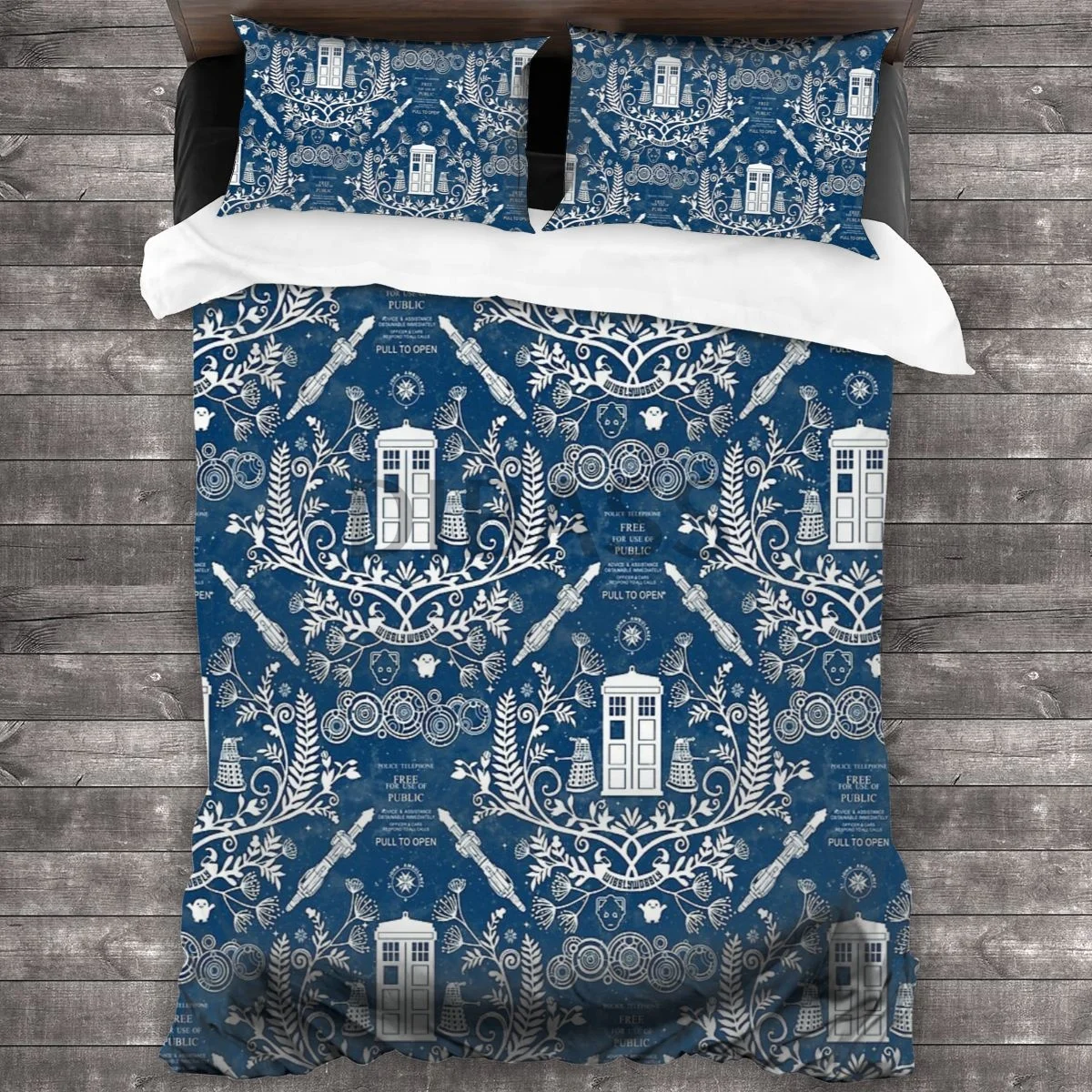 

Who Damask Comforter Set with 2 Pillowcases，Soft Microfiber Bedding Set Duvet Cover