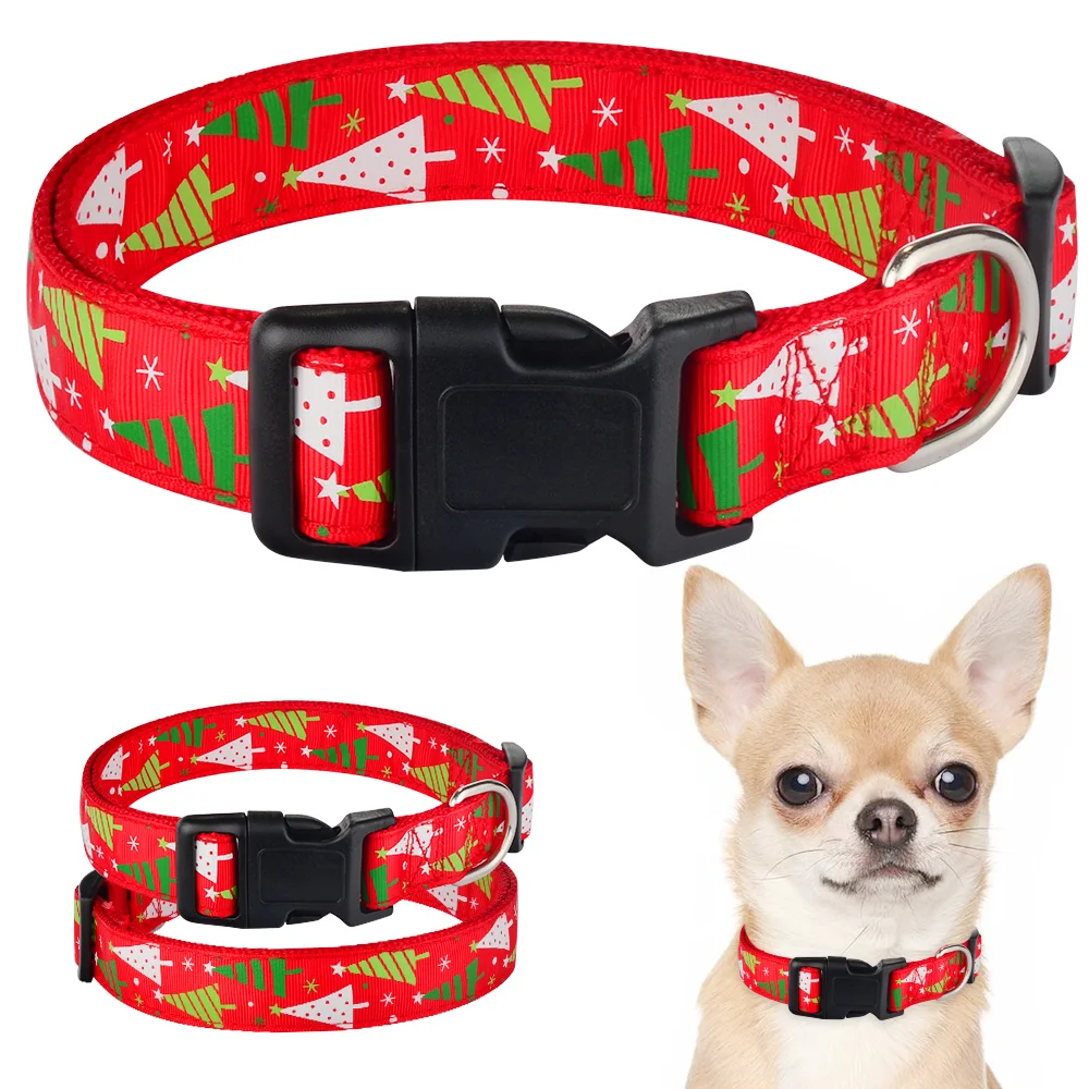 

Small Medium Large Dog Christmas Dog Collar Pet Puppy Adjustable Nylon Red S-XL