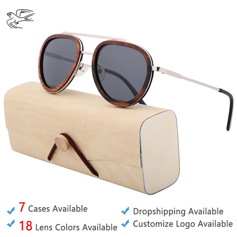 

Men Pilot Wood Polarized Glasses Brand Style Sunglasses Shades Polaroid Sun Glasses for Men Fishing Metal Frame Sunglasses GB136
