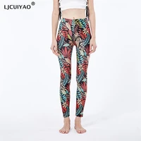 ljcuiyao fitness female leggings polyester ankle length breathable pants spring fall print striped plaid leggings pencil pants