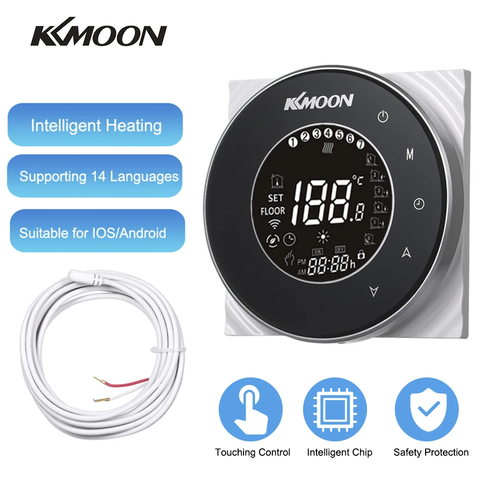 KKmoon термостаты цифровой напольный термостат для электрической системы отопления напольный датчик воздуха WiFi голосовой регулятор температуры