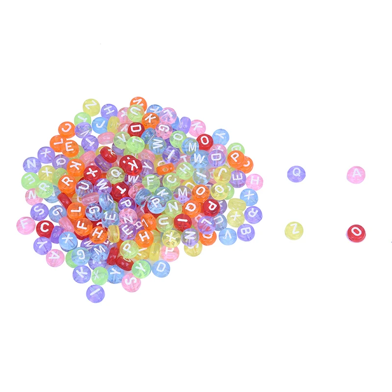 

200 круглых жемчужных алфавитов, пластиковые разноцветные буквы 7 мм