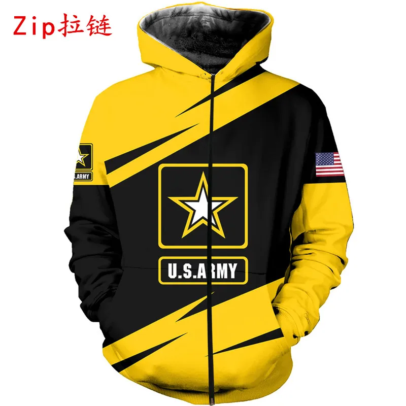 

Fashion 3D All Over Printed US Army Yellow Sweatshirt Men and Women Autumn Winter Casual Hoodies Unisex Jacket