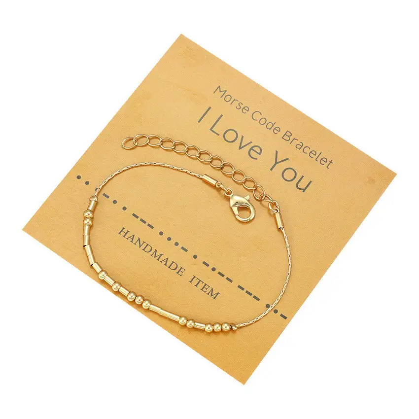 

Inspirational Gold Filled Morse Code Bracelets Beads Custom BFF Friendship Bracelets Bangles Valentine's Day Best Friend GIFTS