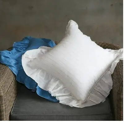 

Washed pure linen, ruffled pillowcase, square pillowcase, cushion cover with ruffled, no core, single price