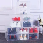 Комплект складных пластиковых контейнеров для обуви, 6 мест, органайзеры с крышками для хранения обуви для мужчин и женщин