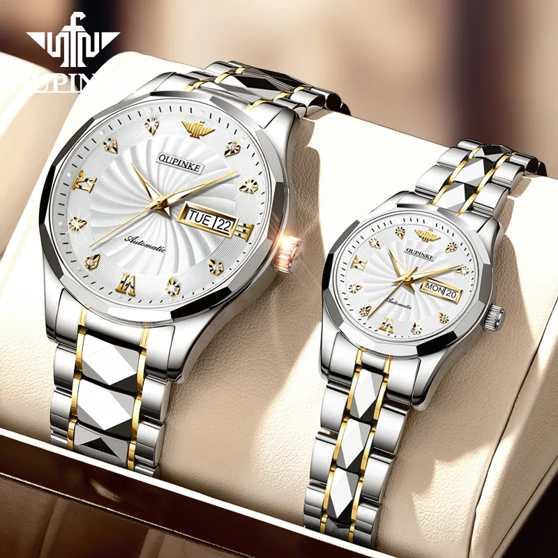 OUPINKE Lover's Watch Top Brand Luxury Automatic Mechanical Wristwatch Fashion Dress Women Men Watch Waterproof Gifts For Couple