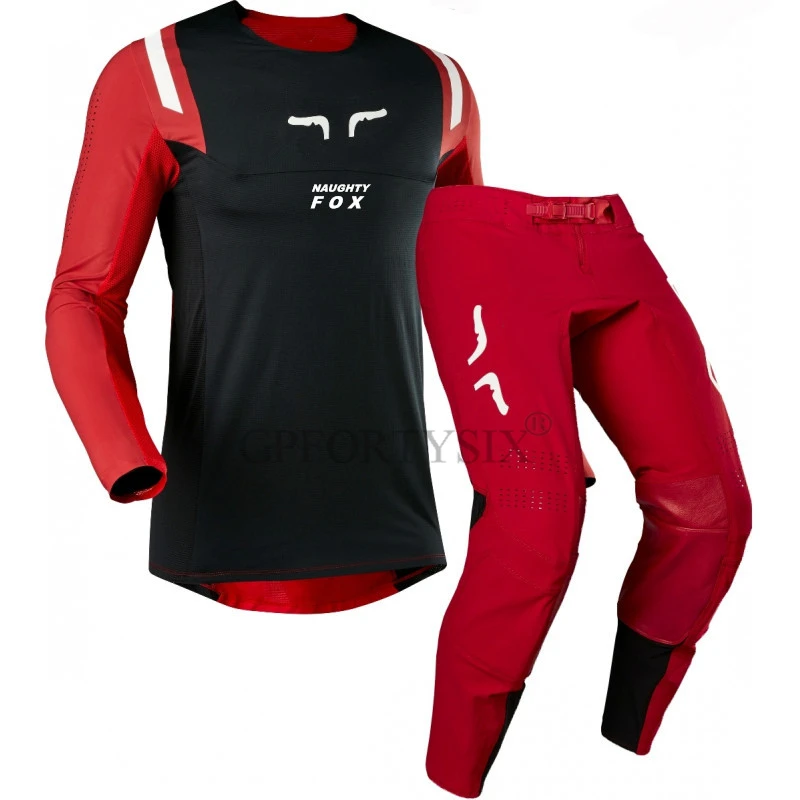black red Новинка, Flexair, Джерси, штаны, комбо, набор передач, для мотокросса, костюм для внедорожных гонок, MX ATV, одежда, брюки, рубашка - Цвет: black red