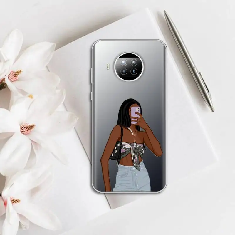

black girl fashion Phone Case Transparent for Xiaomi mi Redmi note 10 t 8 9 pro lite 11 Samsung S 8 9 10 20 plus ultra