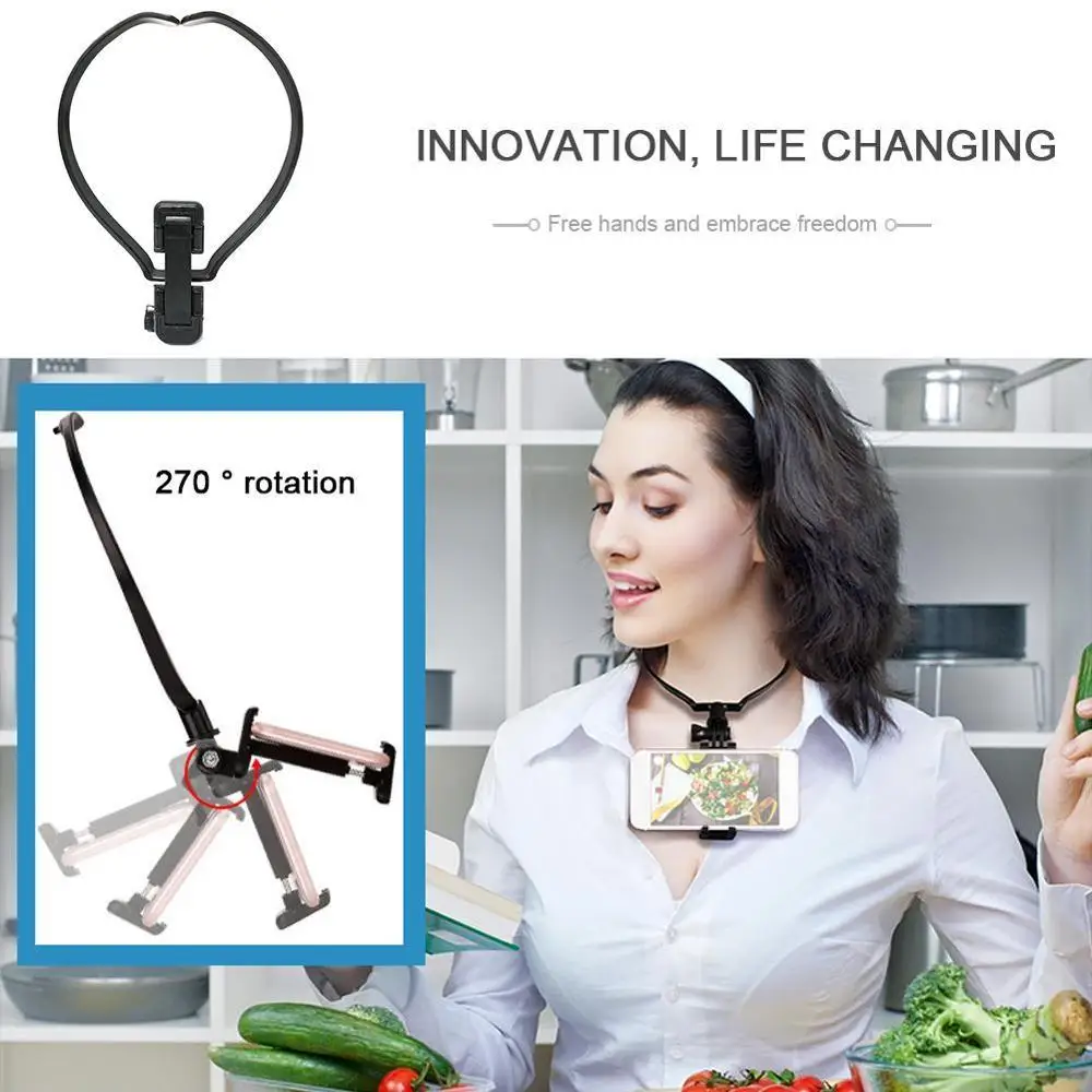 Hands Free Lazy Wearable Neck Camera Holder Mount Tripod Necklave Go Arm Phone POV Photographing Stand For Gopro Pro Adjust M0G6