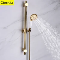 Brass gold metal shower sliding bar with Height Adjustable for bathroom with shower head shower hose