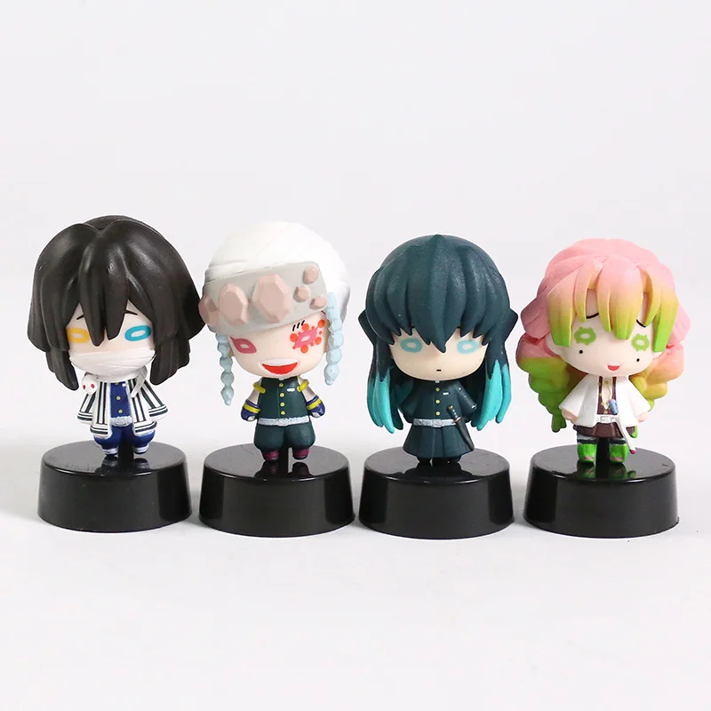 

8pcs 5cm Demon Slayer Kisatsutai Kochou Shinobu Rengoku Kyoujurou Uzui Tengen Kanroji Mitsuri Iguro Obanai Mini PVC Figures Toys