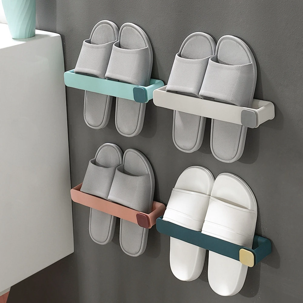 

Strong Self-adhesive Wall-mounted Shoe Rack Multi-layer Simple Space-saving Storage Toilet Hook Bathroom Slippers Rack