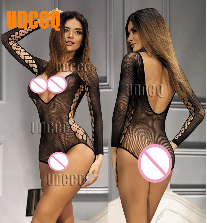 Пикантные сетчатые рыбы Ночная рубашка белье Babydoll платье нижнее Прозрачный