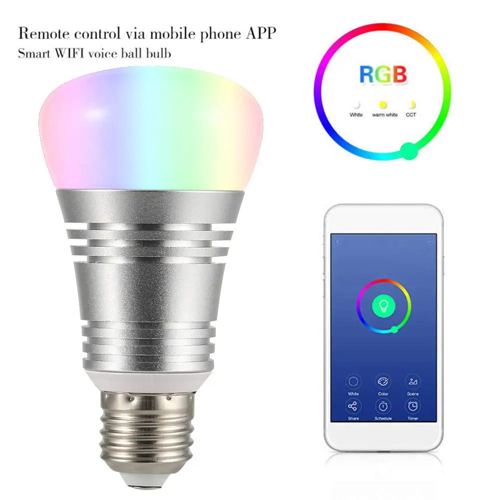 WiFi умный светодиодный светильник E27 E26 лампа 12 Вт 16 миллионов цветов RGB теплый