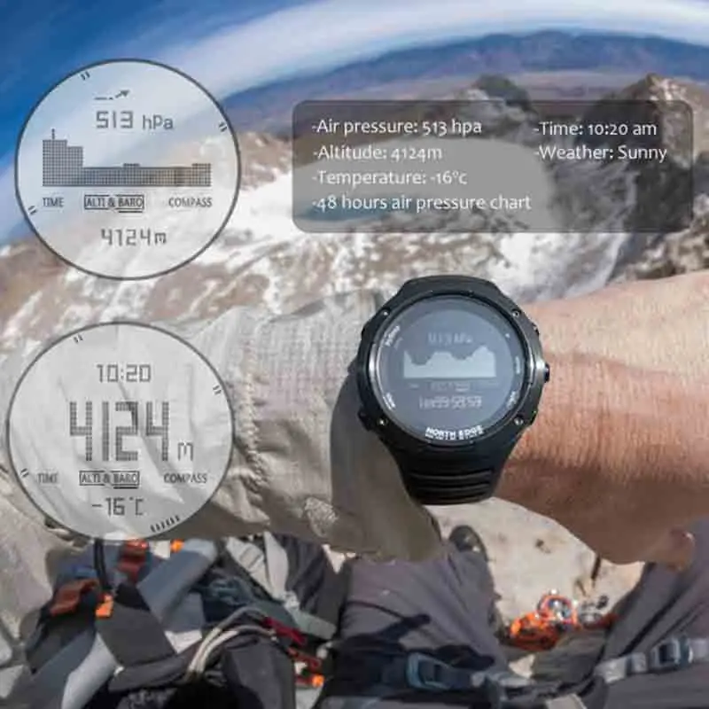 Мужские Цифровые спортивные часы с компасом альтиметром и барометром