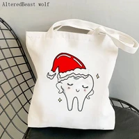 women shopper bag dental squad christmas kawaii bag harajuku shopping canvas shopper bag girl handbag tote shoulder lady bag