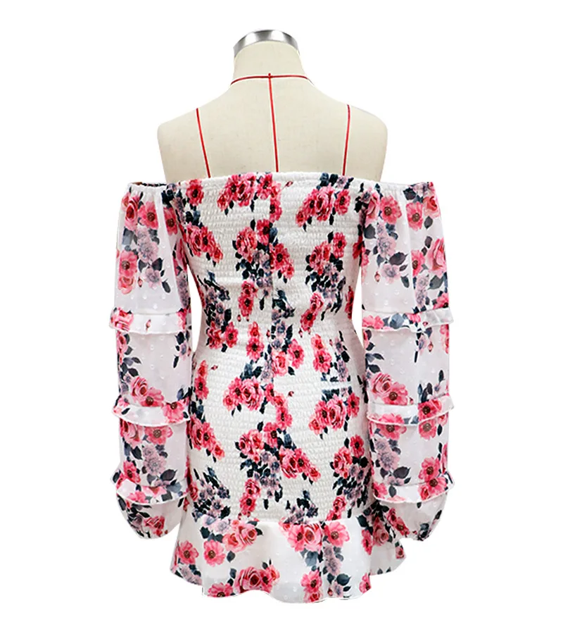 

Summer leisure printing slim pencil skirt fashion square collar backless long sleeve ladies shirt dress