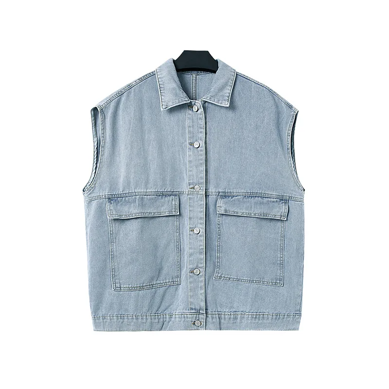 

Women's Jackets 2020 Overshirt Jeans Female New Denim Jacket New Women's Sleeveless Loose and Versatile Tooling Denim Vest