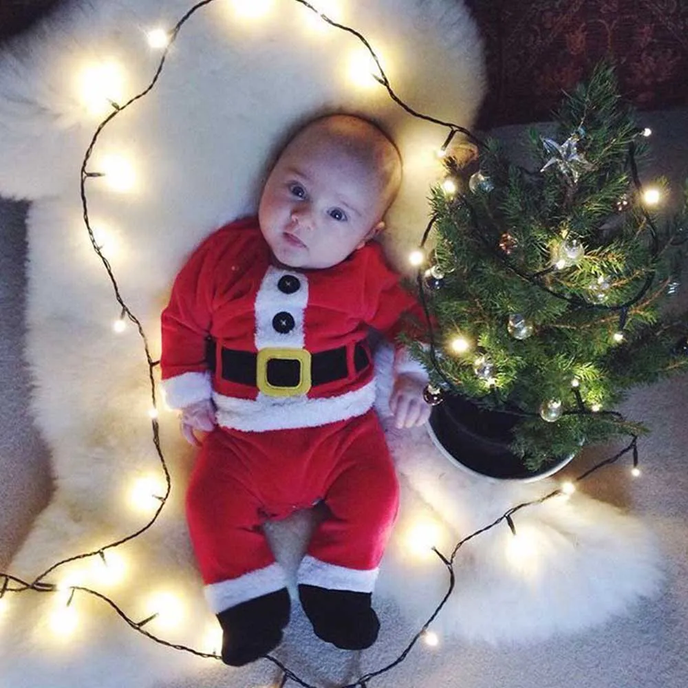 Новогодняя Детская одежда костюм Рождественский подарок для ребенка Санта