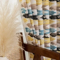 2022 new modern and simple polyester cotton printing curtains for living dining room bedroom