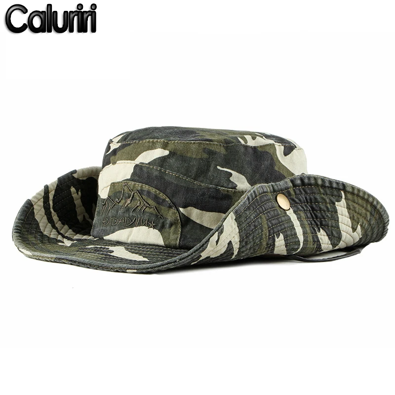 

Spring Summer Men Outdoor Mountaining Sunscreen Cotton Big Brim Hat Camouflage Fishing Floding Bucket Hat for Women ZZ-237